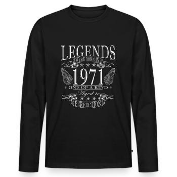 Original 1971 53rd Birthday Retro Gift - Men's Premium Organic Long Sleeve Shirt - black - Front - Nico (187cm)