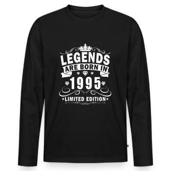 Legends are born in 1995 - Men's Premium Organic Long Sleeve Shirt - black - Front - Nico (187cm)