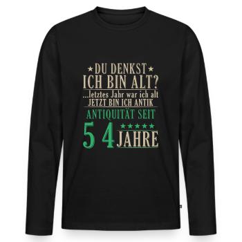 Antiquität 54 Jahre alt - 54. Geburtstag Spruch - Männer Premium Bio Langarmshirt - Schwarz - Vorne - Nico (187cm)