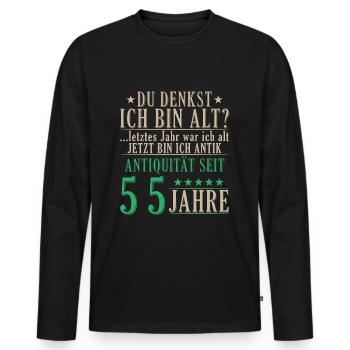Antiquität 55 Jahre alt - 55. Geburtstag Spruch - Männer Premium Bio Langarmshirt - Schwarz - Vorne - Nico (187cm)