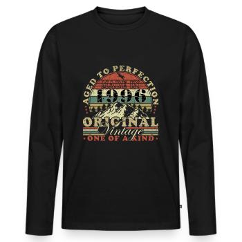 1996 - Jahrgang 1996 - Männer Premium Bio Langarmshirt - Schwarz - Vorne - Nico (187cm)