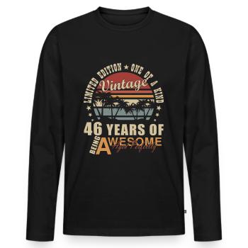 46 Jahre Geburtstagsgeschenk 46 Jahre - Männer Premium Bio Langarmshirt - Schwarz - Vorne - Nico (187cm)