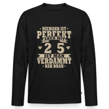 25. Geburtstag 25 Jahre 1999 Jahrgang Geschenk - Männer Premium Bio Langarmshirt - Schwarz - Vorne - Nico (187cm)