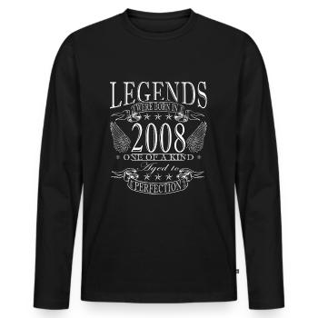 Légendes 2008 Né Cadeau Millésime 2008 - T-shirt manches longues Premium bio Homme - noir - Devant - Nico (187cm)