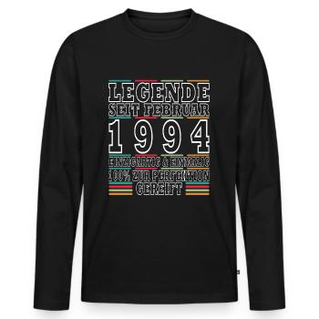 Legenden wurden im Februar 1994 geboren - Männer Premium Bio Langarmshirt - Schwarz - Vorne - Nico (187cm)