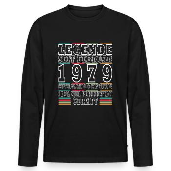 Februar 1979 Geburtstag Februar 1979 Februar - Männer Premium Bio Langarmshirt - Schwarz - Vorne - Nico (187cm)