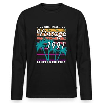 Retro 1991 Vintage Geschenk 33. Geburtstag 33 Jahr - Männer Premium Bio Langarmshirt - Schwarz - Vorne - Nico (187cm)
