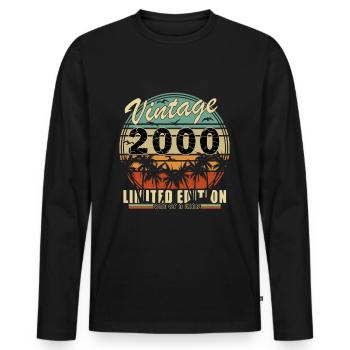 Millésime 2000 - Millésime 2000 - 24 Ans Rétro - T-shirt manches longues Premium bio Homme - noir - Devant - Nico (187cm)