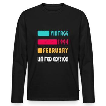 30. Geburtstag Original Februar Jahrgang 1994 - Männer Premium Bio Langarmshirt - Schwarz - Vorne - Nico (187cm)