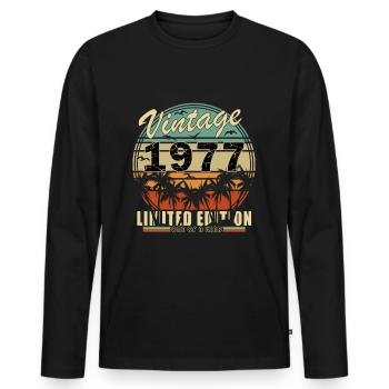 Unique 1977 Vintage Retro Design - Men's Premium Organic Long Sleeve Shirt - black - Front - Nico (187cm)