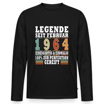 Februar 1964 Geburtstag Februar 1964 Februar - Männer Premium Bio Langarmshirt - Schwarz - Vorne - Nico (187cm)