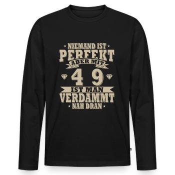 49. Geburtstag 49 Jahre 1975 Jahrgang Geschenk - Männer Premium Bio Langarmshirt - Schwarz - Vorne - Nico (187cm)