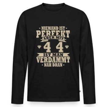 44. Geburtstag 44 Jahre 1980 Jahrgang Geschenk - Männer Premium Bio Langarmshirt - Schwarz - Vorne - Nico (187cm)