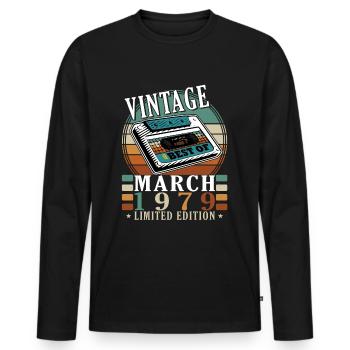 Mars 1979 cadeau d’anniversaire. Mars 1979. - T-shirt manches longues Premium bio Homme - noir - Devant - Nico (187cm)