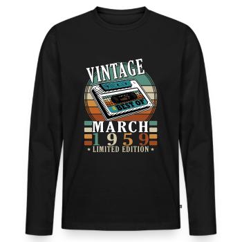March 1959| Born in 1959 | born in March - Men's Premium Organic Long Sleeve Shirt - black - Front - Nico (187cm)