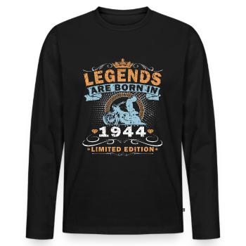 Motorcycle built in 1944 Biker 80 years anniversary - Men's Premium Organic Long Sleeve Shirt - black - Front - Nico (187cm)