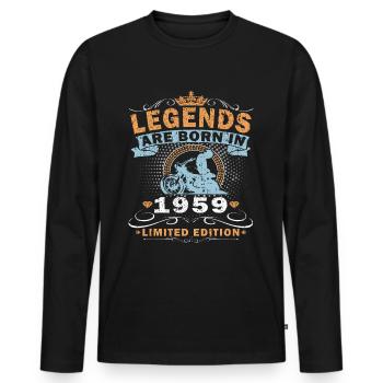 Motorcycle built in 1959 Biker 65 years anniversary - Men's Premium Organic Long Sleeve Shirt - black - Front - Nico (187cm)