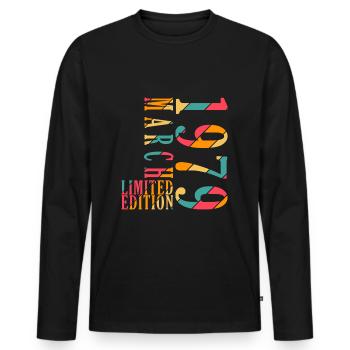 Anniversaire Mars 1979.Don Mars 1979.Mars 1979 - T-shirt manches longues Premium bio Homme - noir - Devant - Nico (187cm)