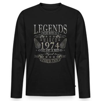 Légende 50 ans 1974 Mars 50 anniversaire - T-shirt manches longues Premium bio Homme - noir - Devant - Nico (187cm)