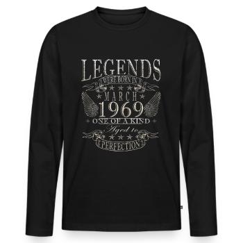 Mars 1969 Jubilé 1969 Marche des légendes - T-shirt manches longues Premium bio Homme - noir - Devant - Nico (187cm)