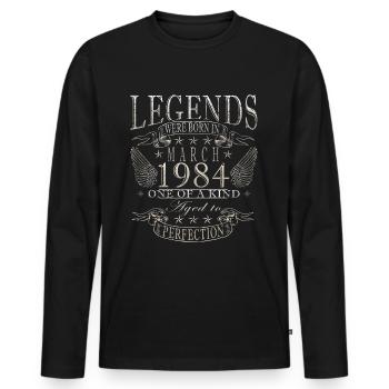 Mars 1984 Jubilé 1984 Marche des légendes - T-shirt manches longues Premium bio Homme - noir - Devant - Nico (187cm)