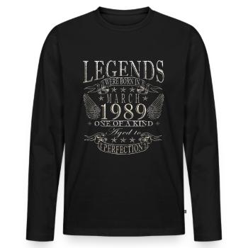 Mars 1989 Jubilé 1989 Marche des légendes - T-shirt manches longues Premium bio Homme - noir - Devant - Nico (187cm)