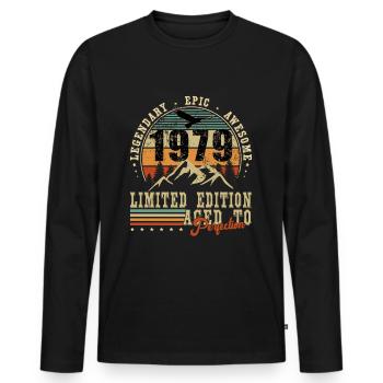 Legend since 1979 Born in 1979 - 45th birthday - Men's Premium Organic Long Sleeve Shirt - black - Front - Nico (187cm)