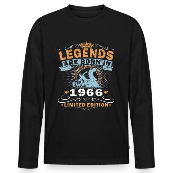 Vintage Motorcycle 1966 Retro Birthday Gift 58 - Men's Premium Organic Long Sleeve Shirt - black - Front - Nico (187cm)