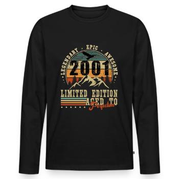 LEGENDE 2001, JAHRGANG 2001 - Männer Premium Bio Langarmshirt - Schwarz - Vorne - Nico (187cm)