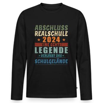 Realschulabschluss 2024 Abschluss Realschule 2024 - Männer Premium Bio Langarmshirt - Schwarz - Vorne - Nico (187cm)