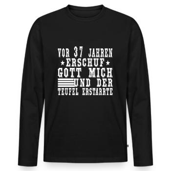 37 Geburtstag 37 Jahre Mann 37 jahre legende 37 - Männer Premium Bio Langarmshirt - Schwarz - Vorne - Nico (187cm)