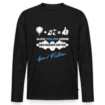 Lustiger Spruch Heißluftballon Ballonfahren - Männer Premium Bio Langarmshirt - Schwarz - Vorne - Nico (187cm)