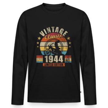 Motorcycle built in 1944 Biker 80 years anniversary - Men's Premium Organic Long Sleeve Shirt - black - Front - Nico (187cm)