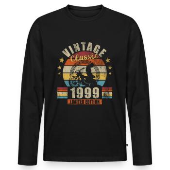 intage 1999 Motorrad Retro Jahrgang Geschenk - Männer Premium Bio Langarmshirt - Schwarz - Vorne - Nico (187cm)