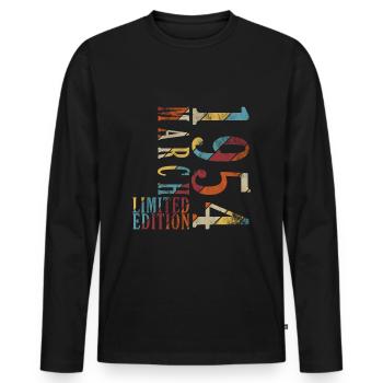 March 1954 March Anniversary March 1954 - Men's Premium Organic Long Sleeve Shirt - black - Front - Nico (187cm)