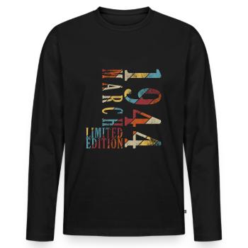 Mars 1944 Cadeau d’anniversaire Mars 1944 - T-shirt manches longues Premium bio Homme - noir - Devant - Nico (187cm)