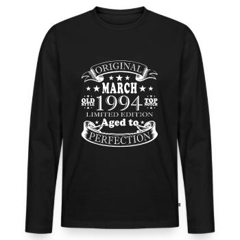 March 1994 March Jubilee March 1994 - Men's Premium Organic Long Sleeve Shirt - black - Front - Nico (187cm)