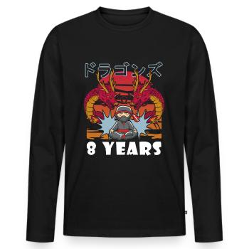 8th Birthday Ninja 8 Years Ninja Costume Gift - Men's Premium Organic Long Sleeve Shirt - black - Front - Nico (187cm)