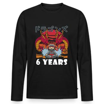 6th Birthday Ninja Boy 6 Year Old Ninjas - Men's Premium Organic Long Sleeve Shirt - black - Front - Nico (187cm)