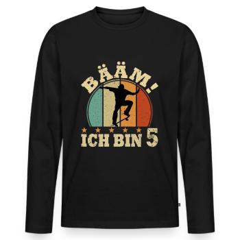 Ich bin schon 5 | 5. Geburtstag Jungen Skateboard - Männer Premium Bio Langarmshirt - Schwarz - Vorne - Nico (187cm)