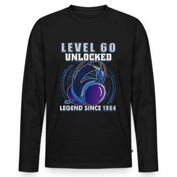 Level 60 Unlocked Legendary since 1964 - Men's Premium Organic Long Sleeve Shirt - black - Front - Nico (187cm)