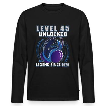 Niveau 45 débloqué Légendaire depuis 1979 - T-shirt manches longues Premium bio Homme - noir - Devant - Nico (187cm)