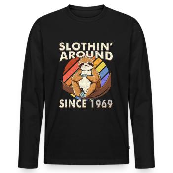 1969 anniversaire Vintage paresseux cadeau - T-shirt manches longues Premium bio Homme - noir - Devant - Nico (187cm)
