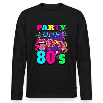 Back to the 80s 80's Party Vintage Retro 80s - Men's Premium Organic Long Sleeve Shirt - black - Front - Nico (187cm)