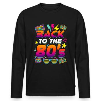 80s Disco 1980 Back to the 80s - Men's Premium Organic Long Sleeve Shirt - black - Front - Nico (187cm)