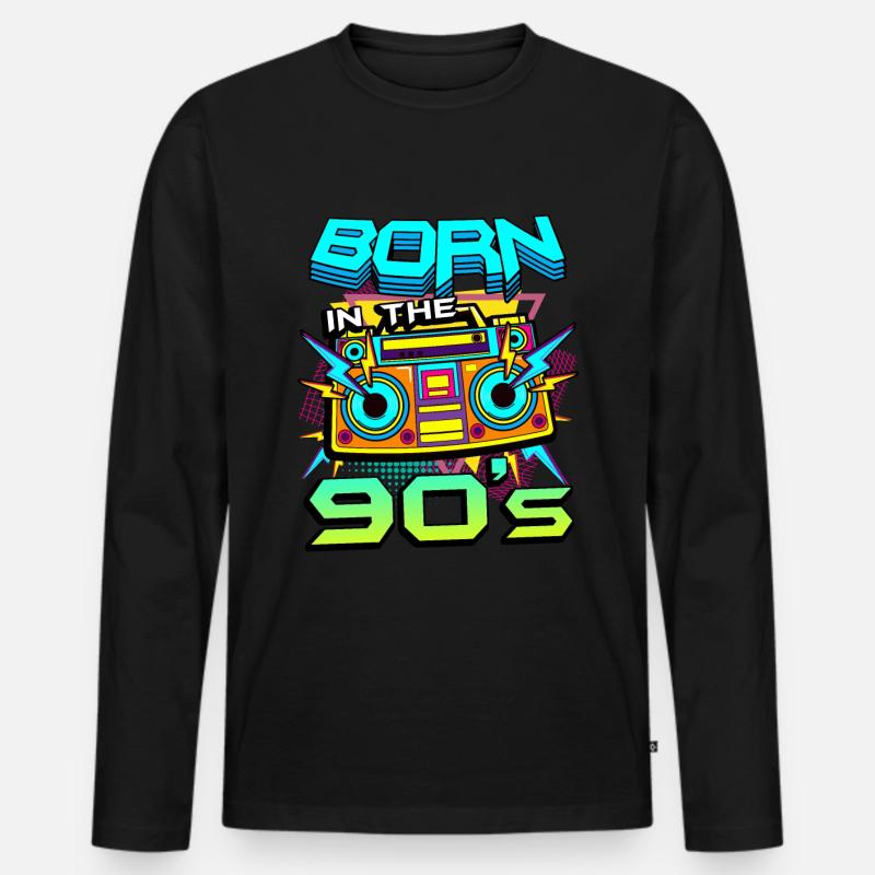 1990iger Sprüche 90s Geschenksidee - Männer Premium Bio Langarmshirt - Schwarz