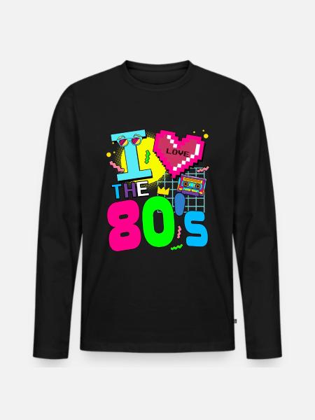 I Love the 80s - 80er 80iger Jahre - Männer Premium Bio Langarmshirt - Schwarz