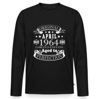 Avril 1964 Vintage 1964 cadeau d’anniversaire - T-shirt manches longues Premium bio Homme - noir - Devant - Nico (187cm)