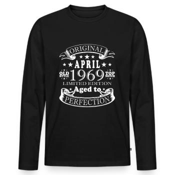 Vintage Birthday Party 1969 Original Parts 55. - Men's Premium Organic Long Sleeve Shirt - black - Front - Nico (187cm)