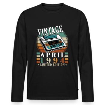Avril 1994 Anniversaire Avril 1994 Rétro - T-shirt manches longues Premium bio Homme - noir - Devant - Nico (187cm)